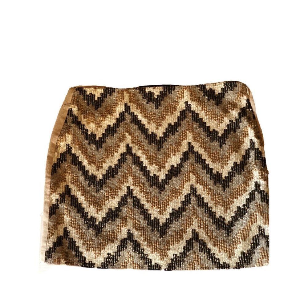 Zara Womens Beige Sequin Beaded Mini Skirt Size XS - Picture 3 of 11